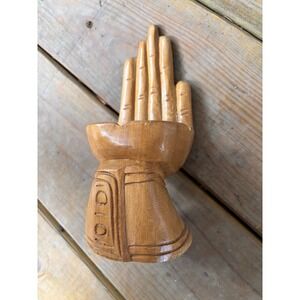 Vintage Carved Wooden Hand Ashtray – Figural Hand Sculpture –Retro Smoking Decor